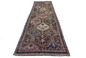 Semi Antique Dark Brown Tribal 3X11 Shiraz Persian Runner Rug