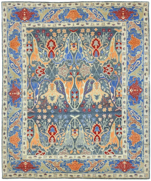 Teal Green Floral Tribal 8x10 Oriental Rug