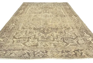 Semi Antique Muted Beige Floral 8X11 Distressed Vintage Oriental Rug