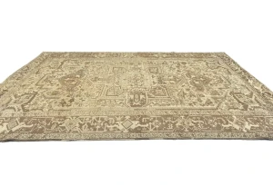 Semi Antique Muted Beige Floral 8X11 Distressed Vintage Oriental Rug