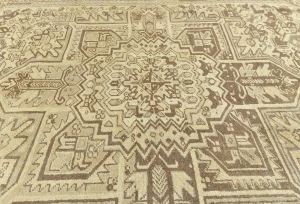 Semi Antique Muted Beige Floral 8X11 Distressed Vintage Oriental Rug