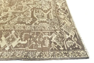Semi Antique Muted Beige Floral 8X11 Distressed Vintage Oriental Rug