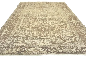 Semi Antique Muted Beige Floral 8X11 Distressed Vintage Oriental Rug