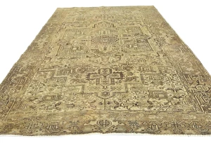 Semi Antique Muted Beige Floral 8X11 Distressed Vintage Oriental Rug