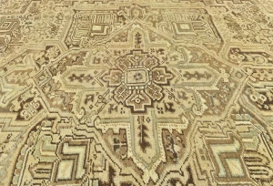 Semi Antique Muted Beige Floral 8X11 Distressed Vintage Oriental Rug