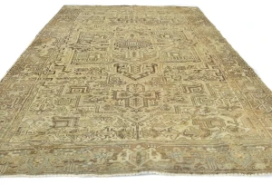 Semi Antique Muted Beige Floral 8X11 Distressed Vintage Oriental Rug