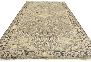 Semi Antique Muted Beige Floral 7X10 Distressed Vintage Oriental Rug