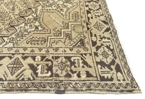 Semi Antique Muted Beige Floral 7X10 Distressed Vintage Oriental Rug