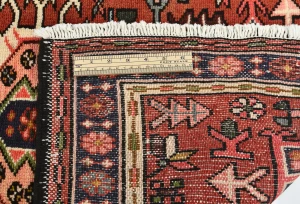 Vintage Red Geometric 3X12 Karajeh Persian Runner Rug