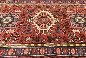 Vintage Red Geometric 3X12 Karajeh Persian Runner Rug