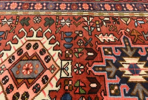 Vintage Red Geometric 3X12 Karajeh Persian Runner Rug