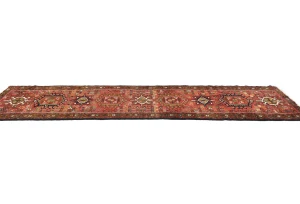 Vintage Red Geometric 2'4X9'8 Karajeh Persian Runner Rug