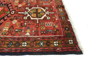 Vintage Red Geometric 2'4X9'8 Karajeh Persian Runner Rug