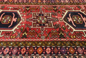 Vintage Red Geometric 2'3X9'8 Karajeh Persian Runner Rug
