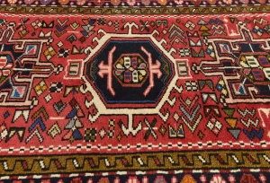 Vintage Red Geometric 2'3X9'8 Karajeh Persian Runner Rug