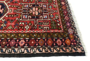 Vintage Red Geometric 2'3X9'8 Karajeh Persian Runner Rug