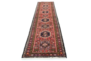 Vintage Red Geometric 2'3X9'8 Karajeh Persian Runner Rug