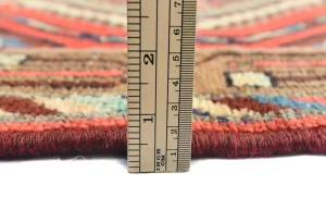 Vintage Red Geometric 2'7X8'8 Hamedan Persian Runner Rug