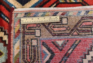 Vintage Red Geometric 2'7X8'8 Hamedan Persian Runner Rug