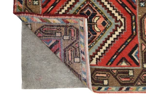 Vintage Red Geometric 2'7X8'8 Hamedan Persian Runner Rug