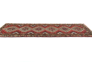 Vintage Red Geometric 2'7X8'8 Hamedan Persian Runner Rug