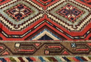 Vintage Red Geometric 2'7X8'8 Hamedan Persian Runner Rug
