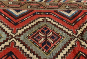 Vintage Red Geometric 2'7X8'8 Hamedan Persian Runner Rug
