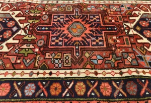 Vintage Maroon Red Geometric 2'2X9'4 Karajeh Persian Runner Rug