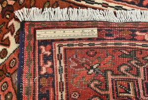 Vintage Rusty Red Geometric 2'5X9'5 Karajeh Persian Runner Rug