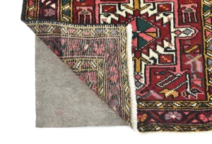 Vintage Red Geometric 2'8X9'6 Karajeh Persian Runner Rug