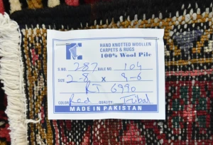 Vintage Red Geometric 2'8X9'6 Karajeh Persian Runner Rug