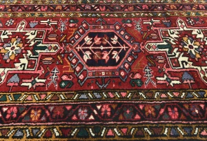 Vintage Red Geometric 2'8X9'6 Karajeh Persian Runner Rug