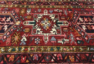 Vintage Red Geometric 2'8X9'6 Karajeh Persian Runner Rug