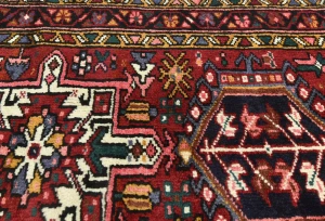 Vintage Red Geometric 2'8X9'6 Karajeh Persian Runner Rug
