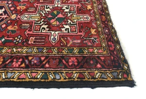 Vintage Red Geometric 2'8X9'6 Karajeh Persian Runner Rug