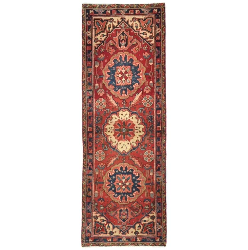 Vintage Red Tribal 2'6X7'3 Heriz Persian Runner Rug