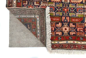 Vintage Purple-navy Geometric 4X14 Hamedan Persian Runner Rug