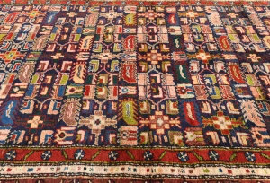 Vintage Purple-navy Geometric 4X14 Hamedan Persian Runner Rug