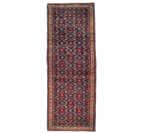 Vintage Purple-navy Floral 3'6X9'9 Mahal Persian Runner Rug