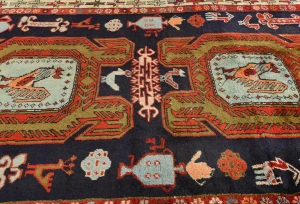 Vintage Plum Geometric 3'11X10'5 Meshkin Persian Rug