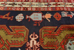 Vintage Plum Geometric 3'11X10'5 Meshkin Persian Rug