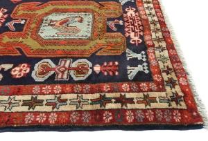 Vintage Plum Geometric 3'11X10'5 Meshkin Persian Rug