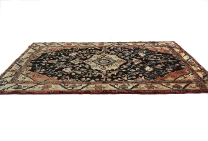 Vintage Charcoal Floral Tribal 4'6X7'8 Hamedan Persian Rug
