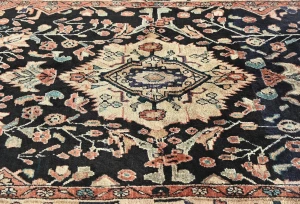 Vintage Charcoal Floral Tribal 4'6X7'8 Hamedan Persian Rug