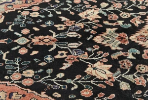 Vintage Charcoal Floral Tribal 4'6X7'8 Hamedan Persian Rug