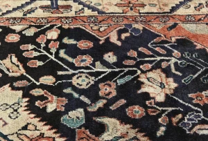 Vintage Charcoal Floral Tribal 4'6X7'8 Hamedan Persian Rug