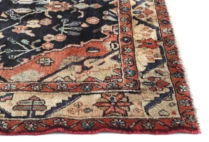 Vintage Charcoal Floral Tribal 4'6X7'8 Hamedan Persian Rug