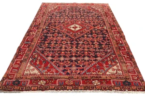 Vintage Plum Floral Tribal 4'5X7'6 Hossainabad Persian Rug