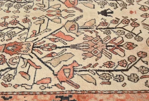 Vintage Cream Tribal 4'4X9'5 Hamedan Persian Rug