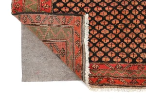 Vintage Plum Floral 4'7X9'5 Kashan Boteh Persian Rug